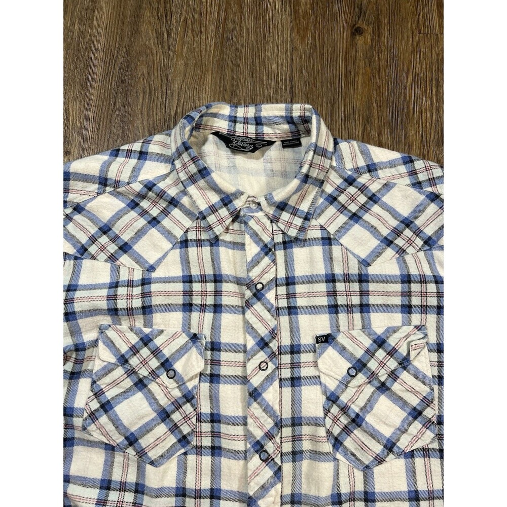 Salt Valley Shirt Mens Large Flannel Plaid Western Snap Front Button Up - Picture 4 of 8